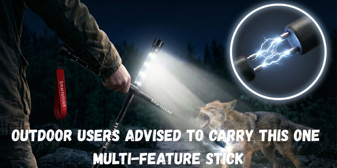 SmartStickX walking stick with stun gun for hiking and self-defense