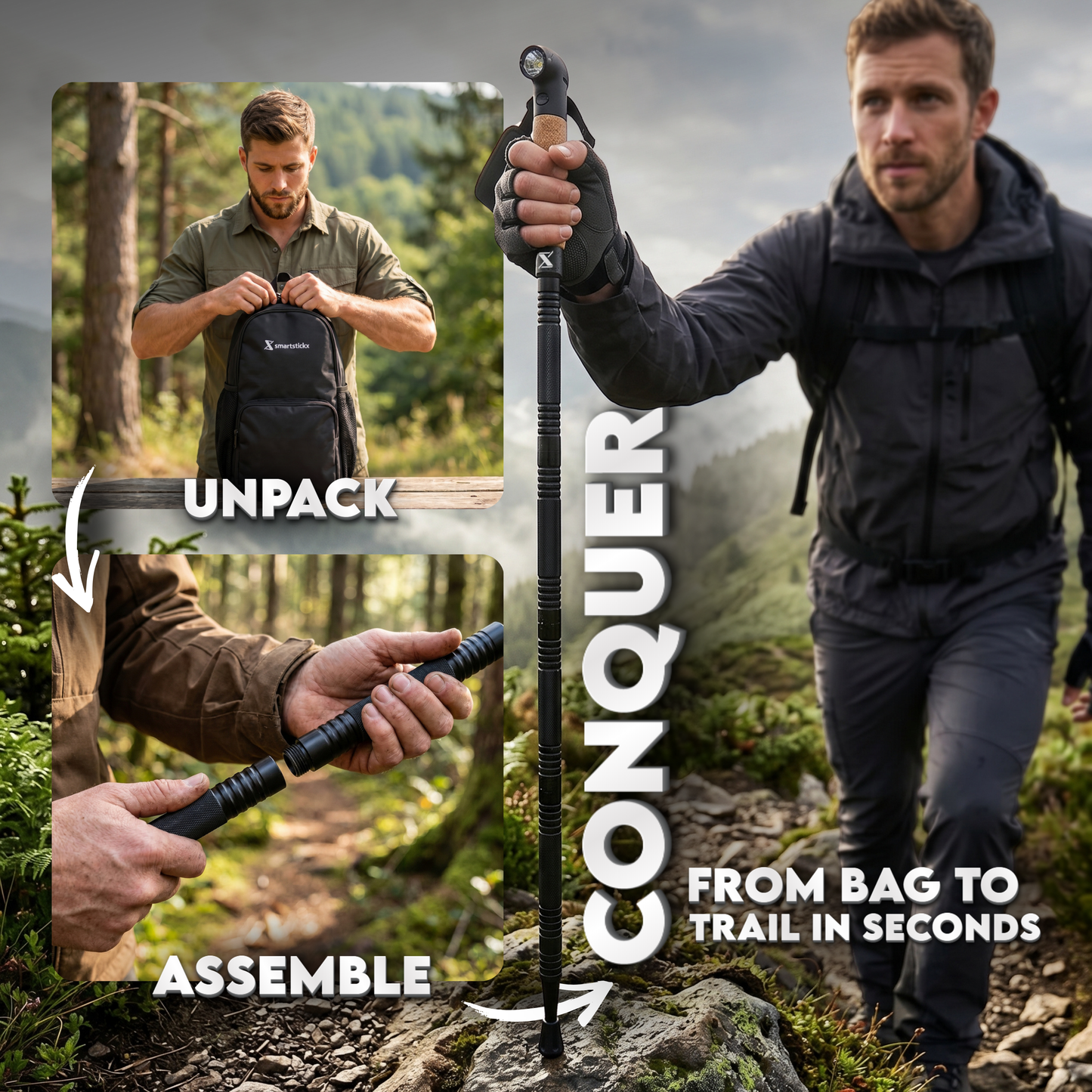 15 in 1 Tactical Walking Stick - The Ultimate All-in-One Multi Tool for Adventure, Power & Protection