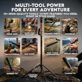 15 in 1 Tactical Walking Stick - The Ultimate All-in-One Multi Tool for Adventure, Power & Protection